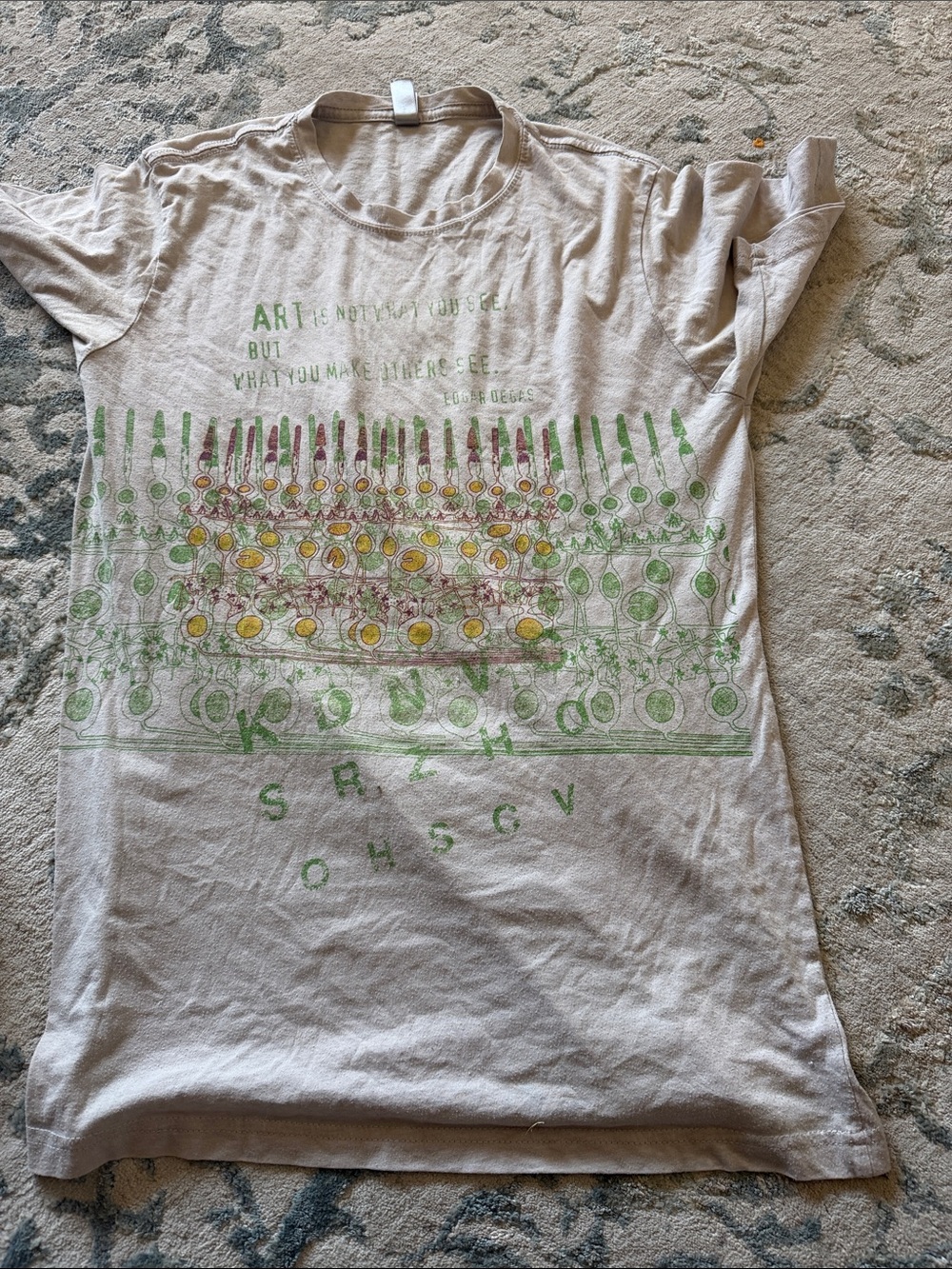 Next Level Apparel Beige Short Sleeve Tee with Green and Yellow Graphic